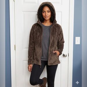 Denali Women’s Medium Brown Fleece Full Zip Hoodie Jacket M Snowboard Base Layer